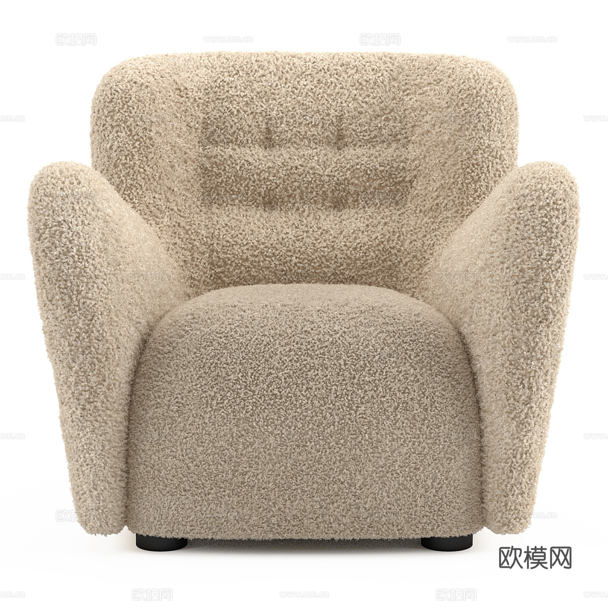 现代奶油风毛绒沙发椅3d模型