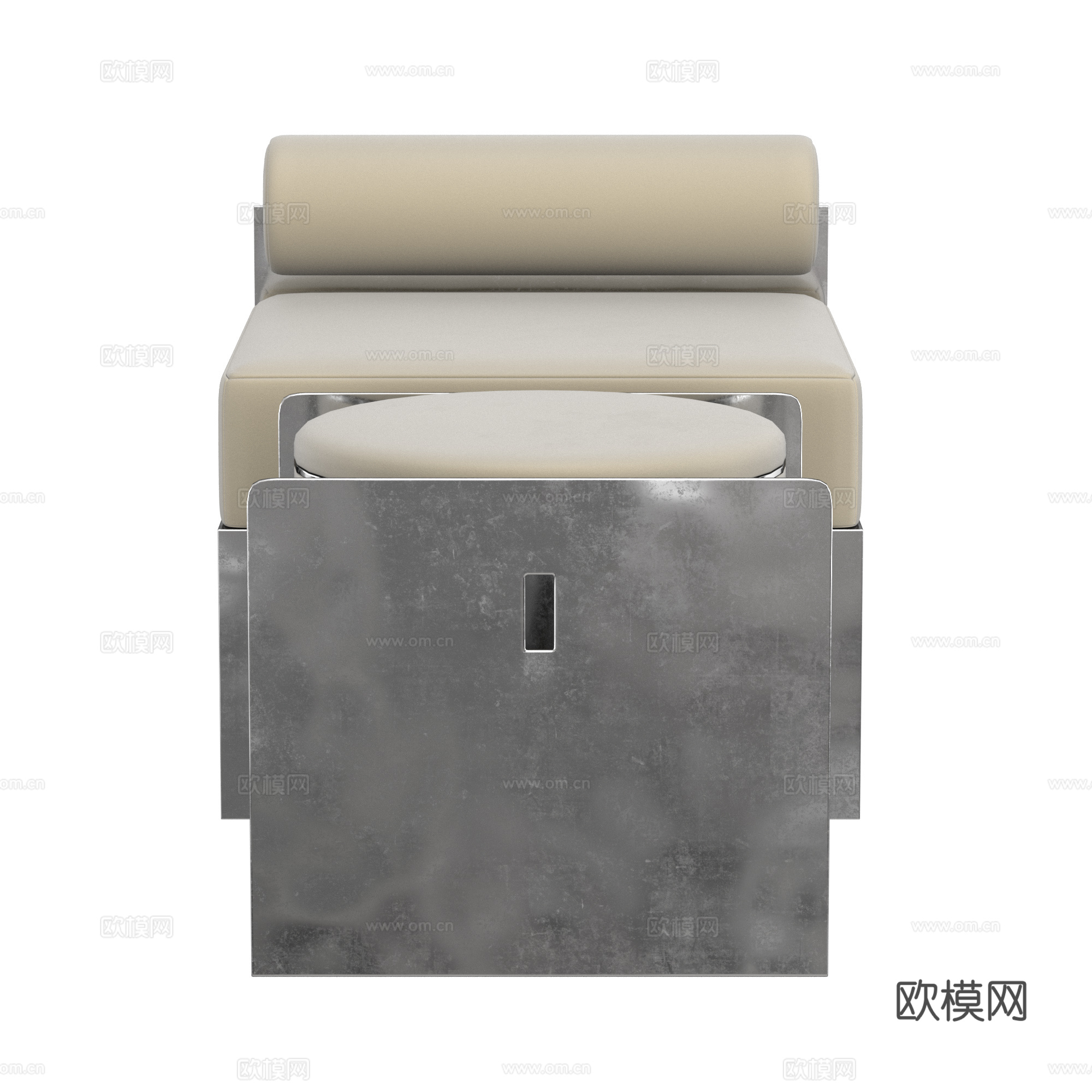 现代意式极简不锈钢金属躺椅3d模型
