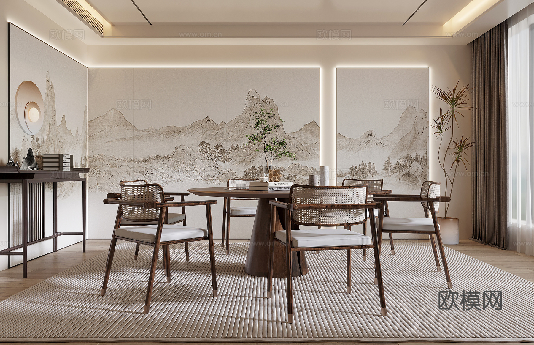 餐厅 新中式餐厅 餐桌椅3d模型