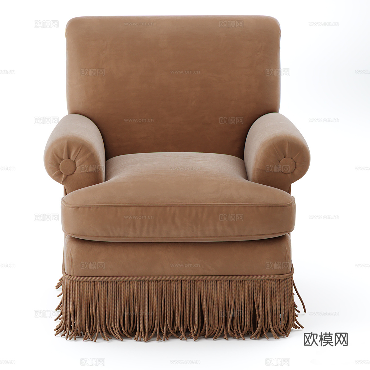 美式简约布艺沙发椅3d模型