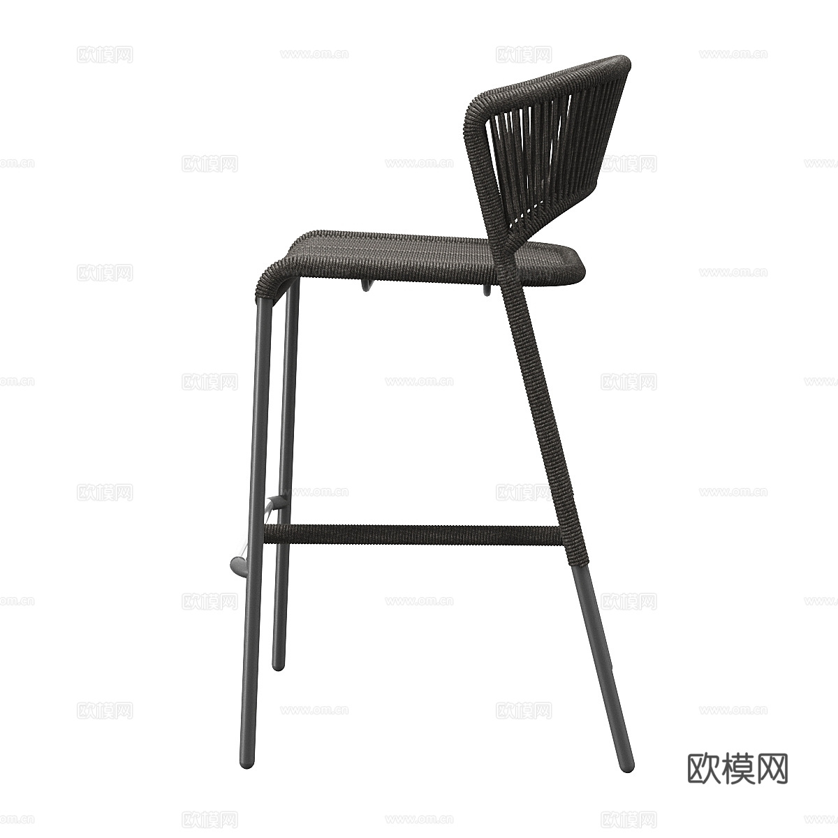 现代意式藤编吧台椅3d模型