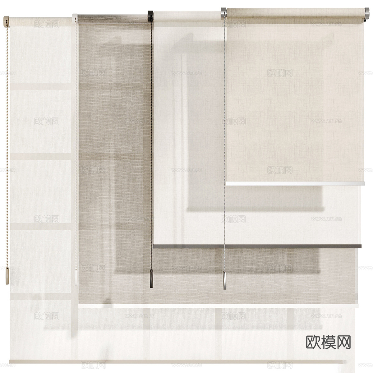 现代意式极简布艺卷帘3d模型