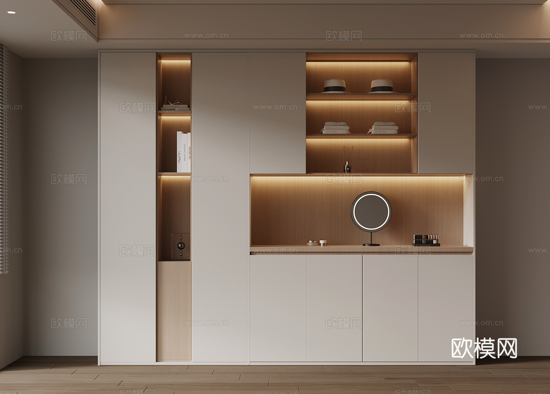现代奶油风衣柜 装饰摆件3d模型