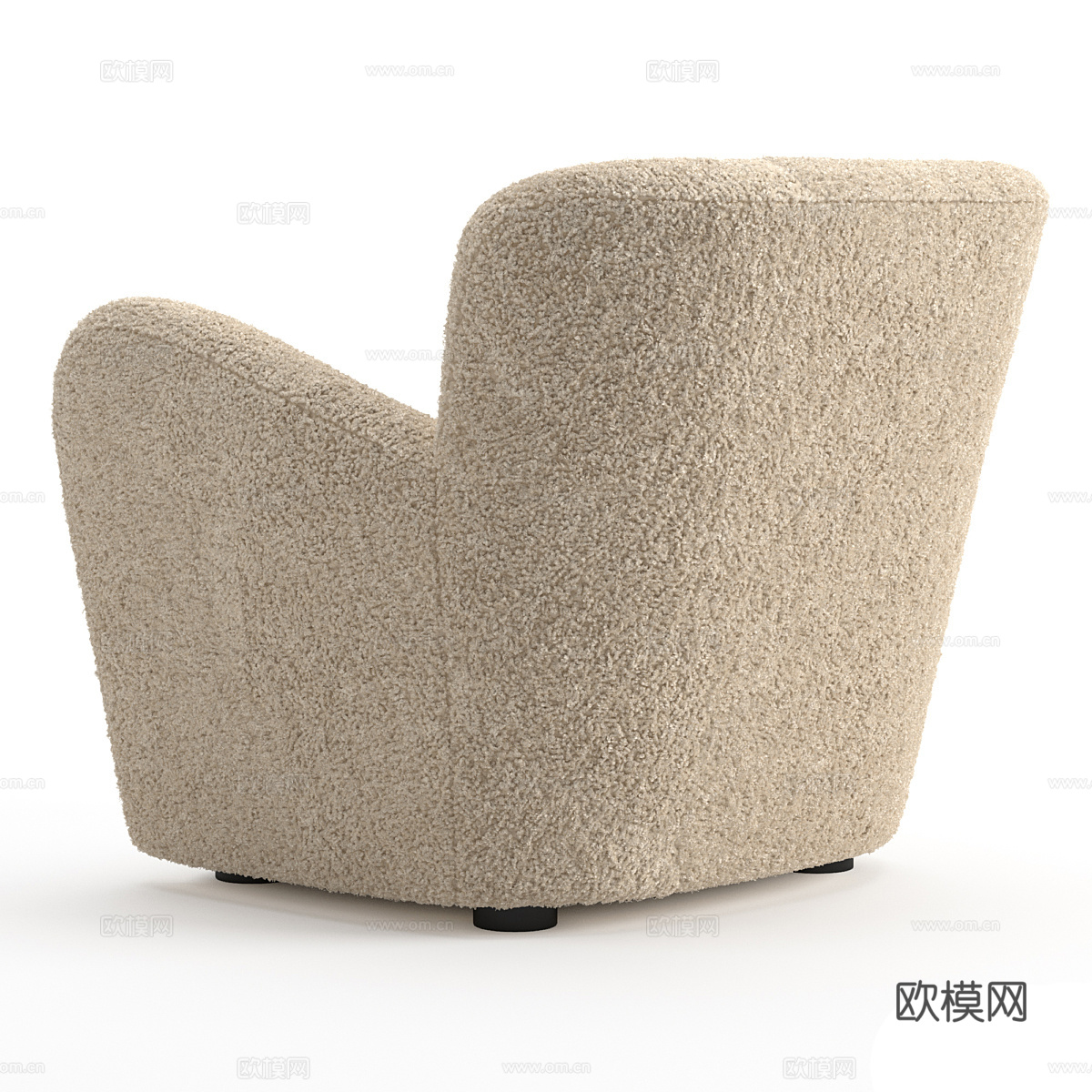 现代奶油风毛绒沙发椅3d模型