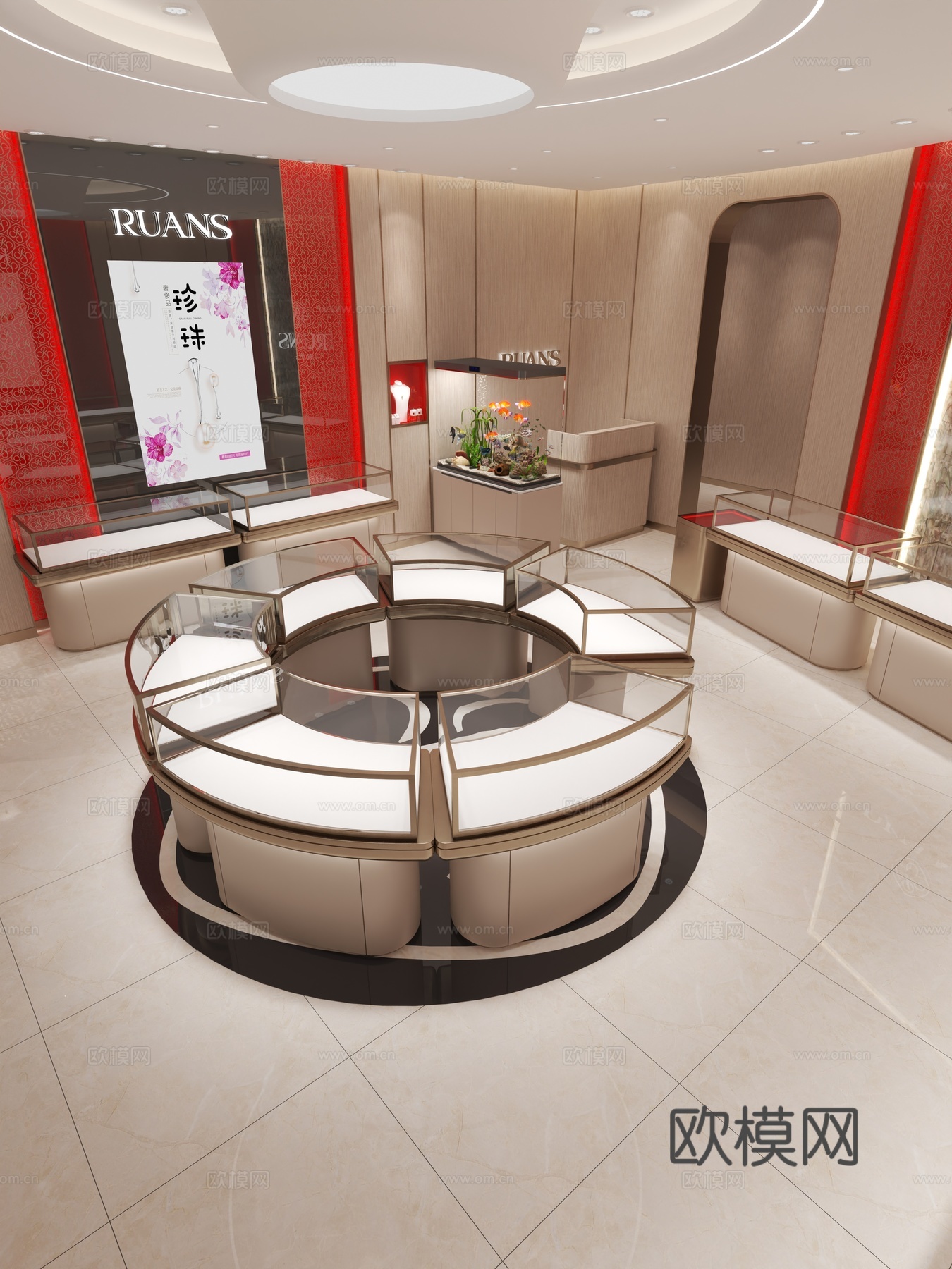 轻奢珠宝店黄金首饰店柜子展示柜3d模型3d模型