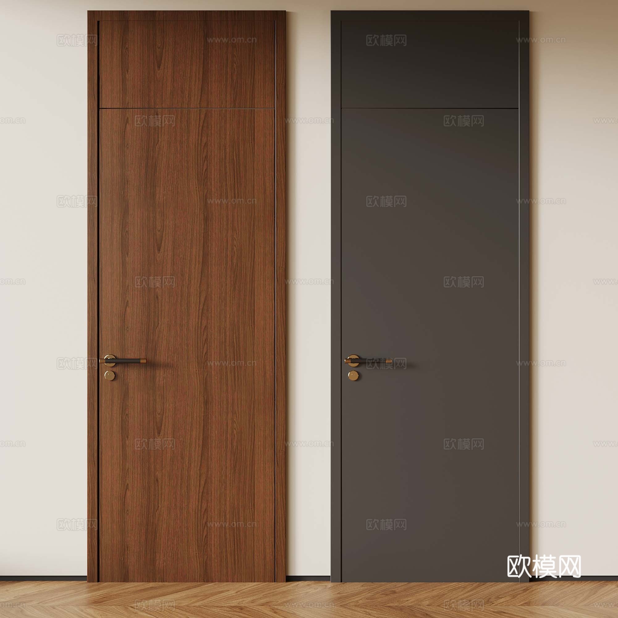 现代中古单开门 复古木门3d模型