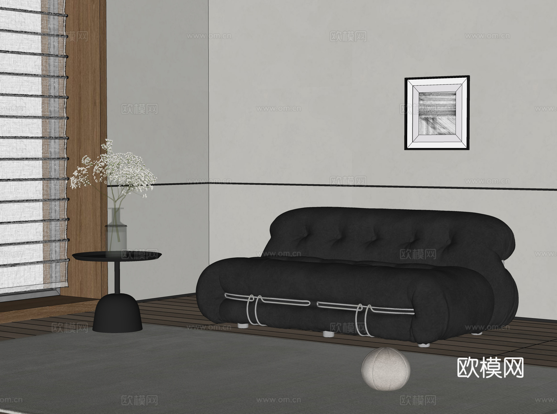 Cassina soriana双人沙发 皮革沙发 大钢牙沙发su模型