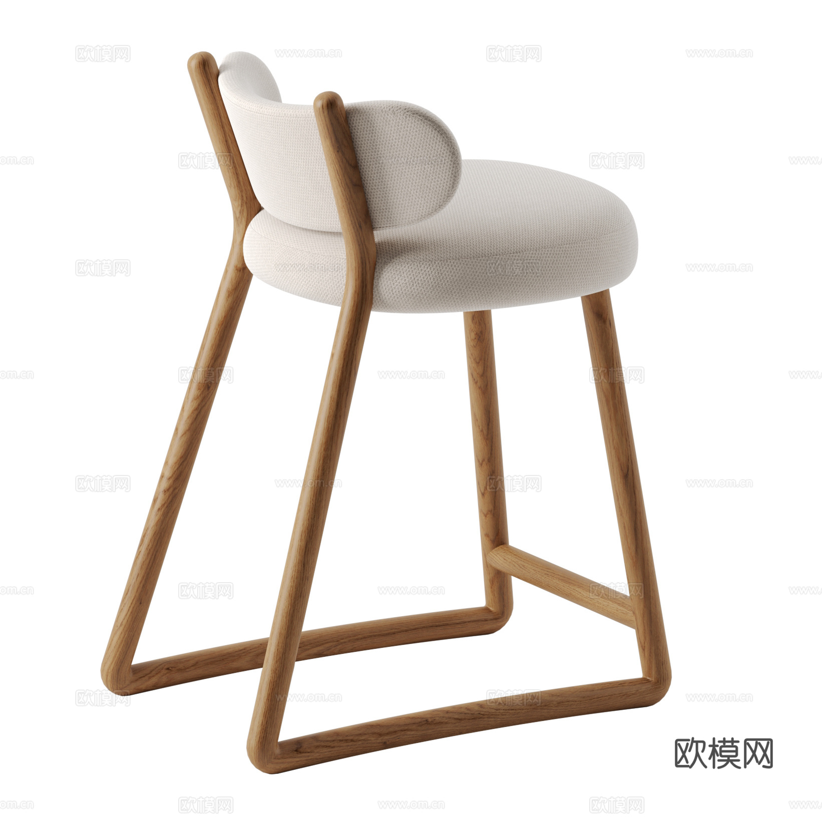 新中式原木吧台椅3d模型