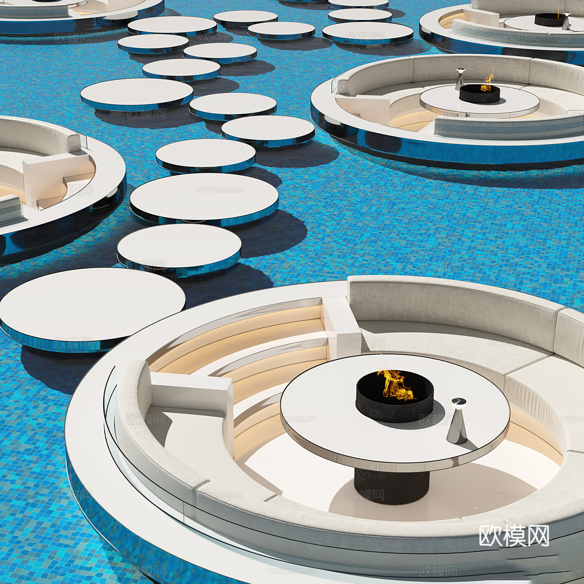 现代水上餐厅 围炉煮茶3d模型