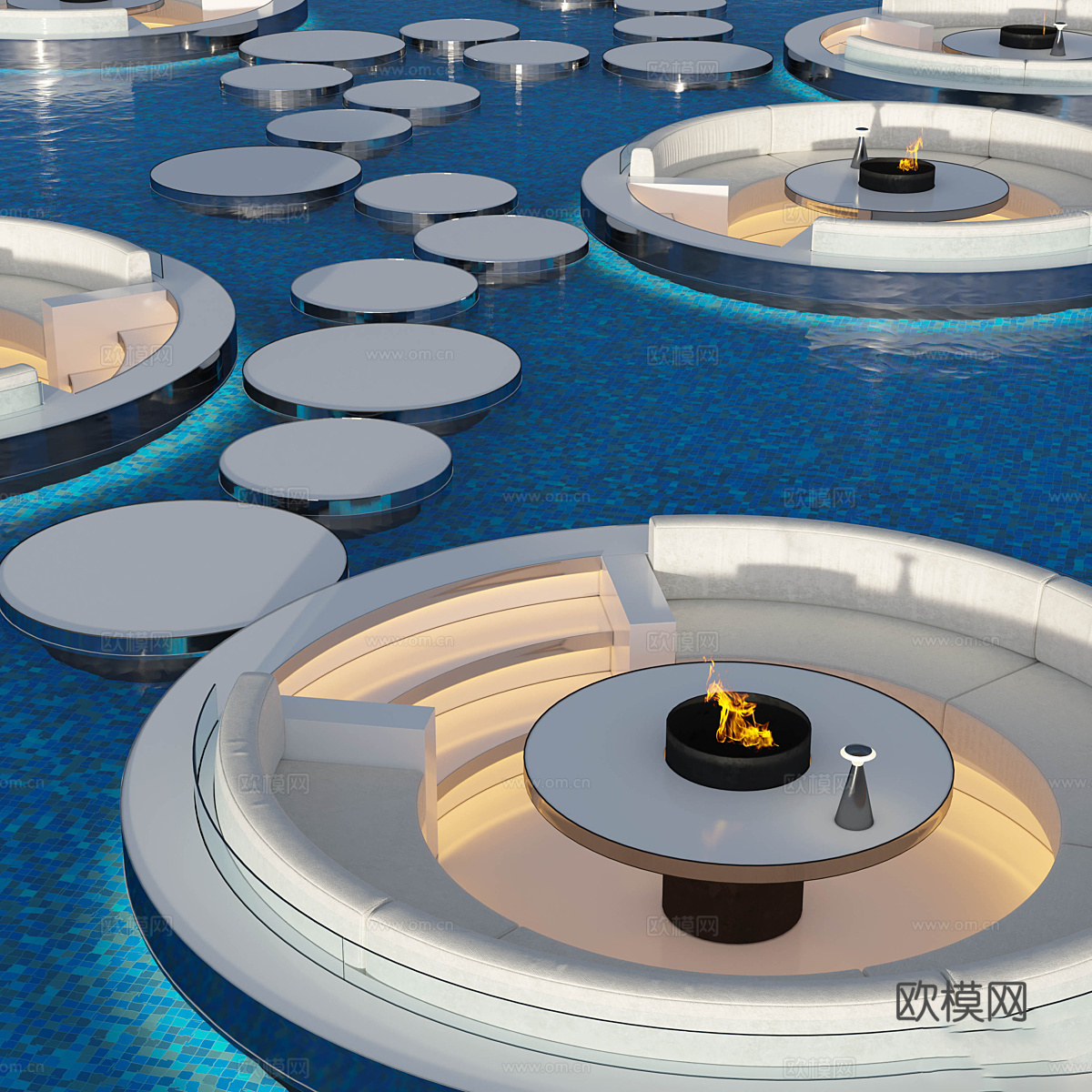 现代水上餐厅 围炉煮茶3d模型