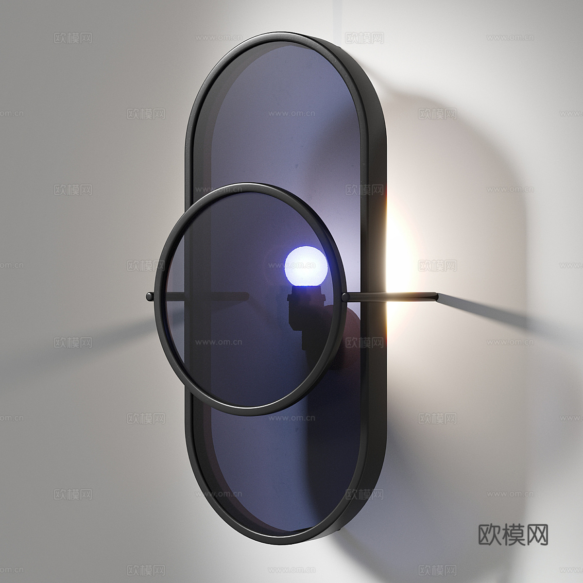 现代意式极简彩色玻璃装饰壁灯3d模型