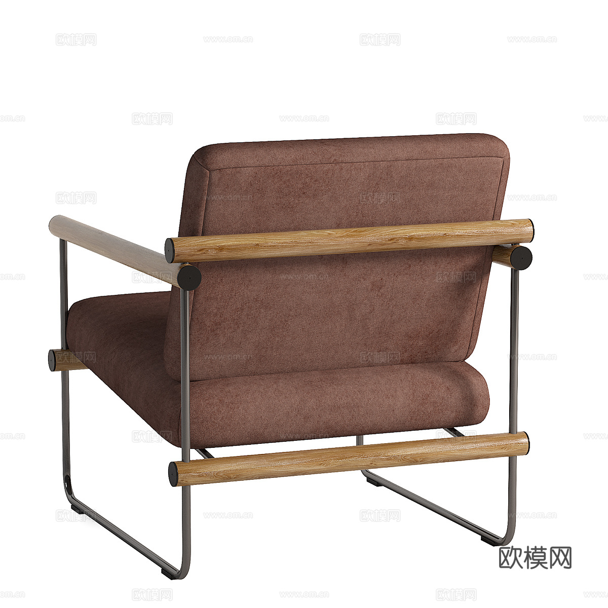 现代意式不锈钢布艺扶手椅3d模型