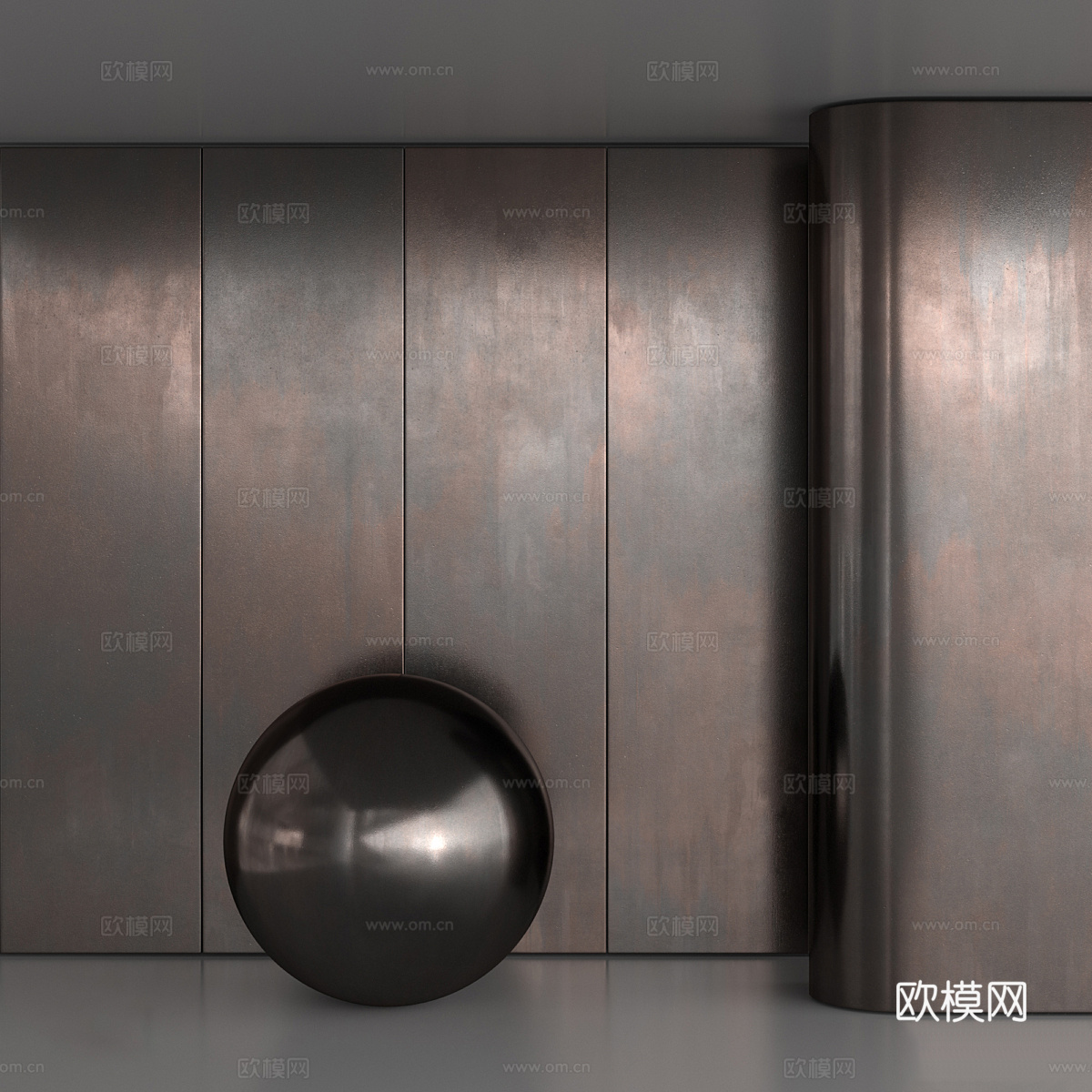 新中式做旧金属材料3d模型