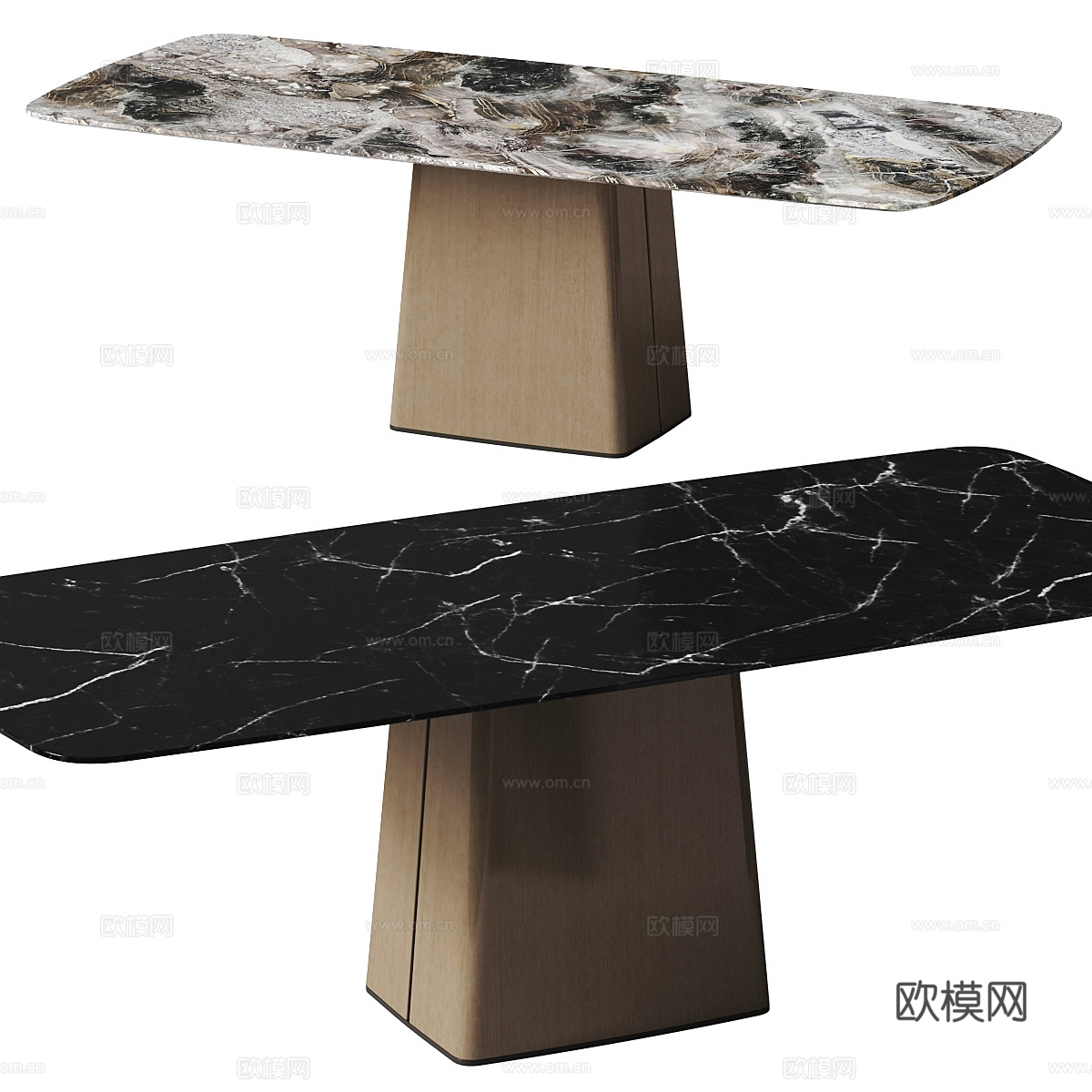 现代意式轻奢大理石岩板餐桌3d模型