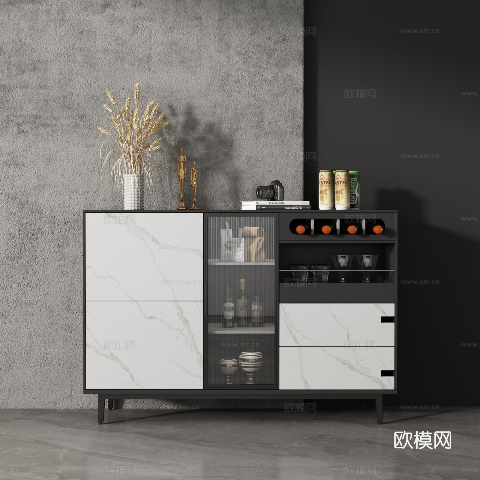 现代餐边柜su模型