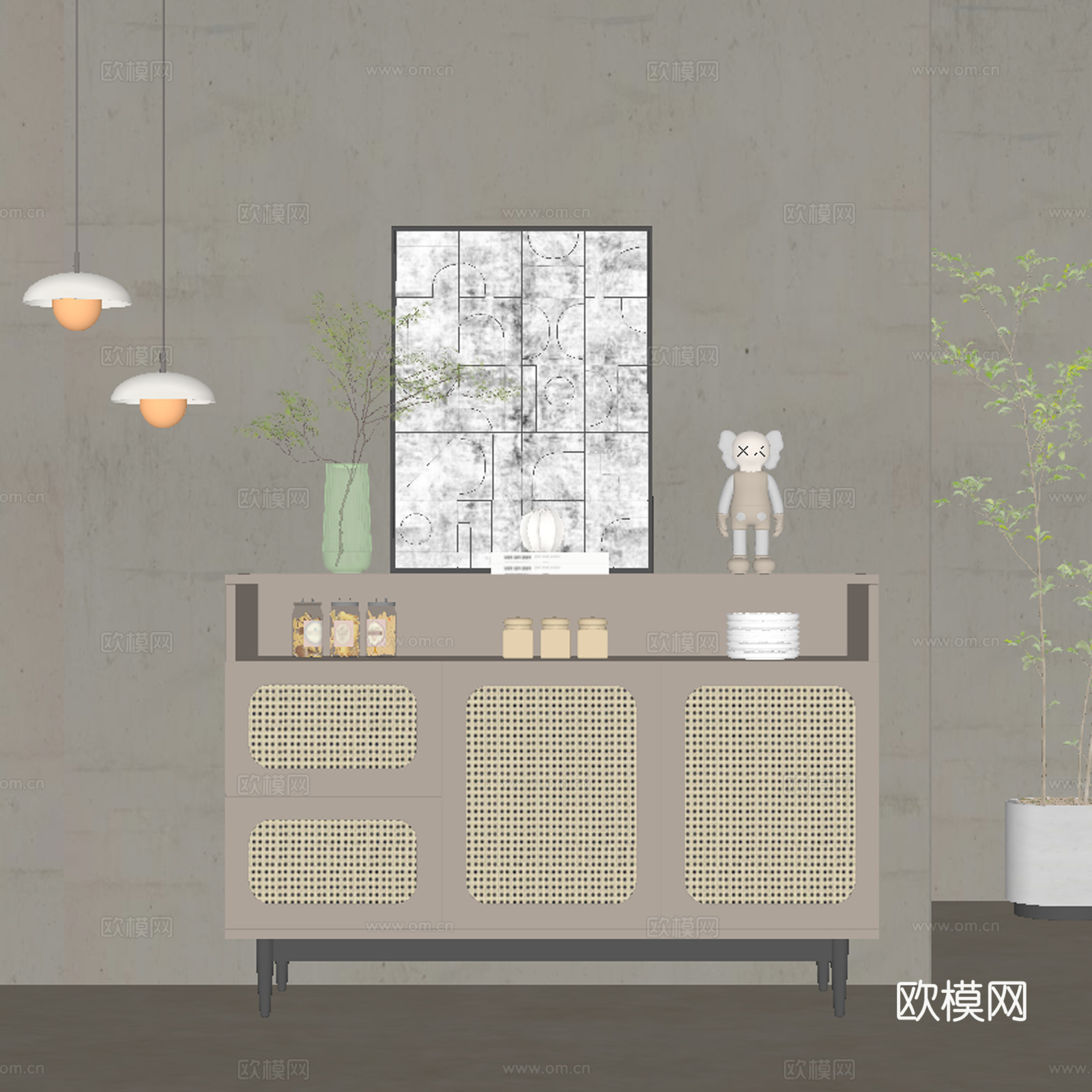现代餐边柜 储物柜su模型