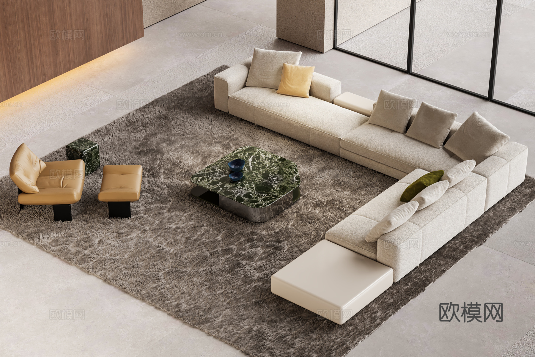 Minotti YVES沙发茶几组合 转角沙发 客厅沙发 沙3d模型