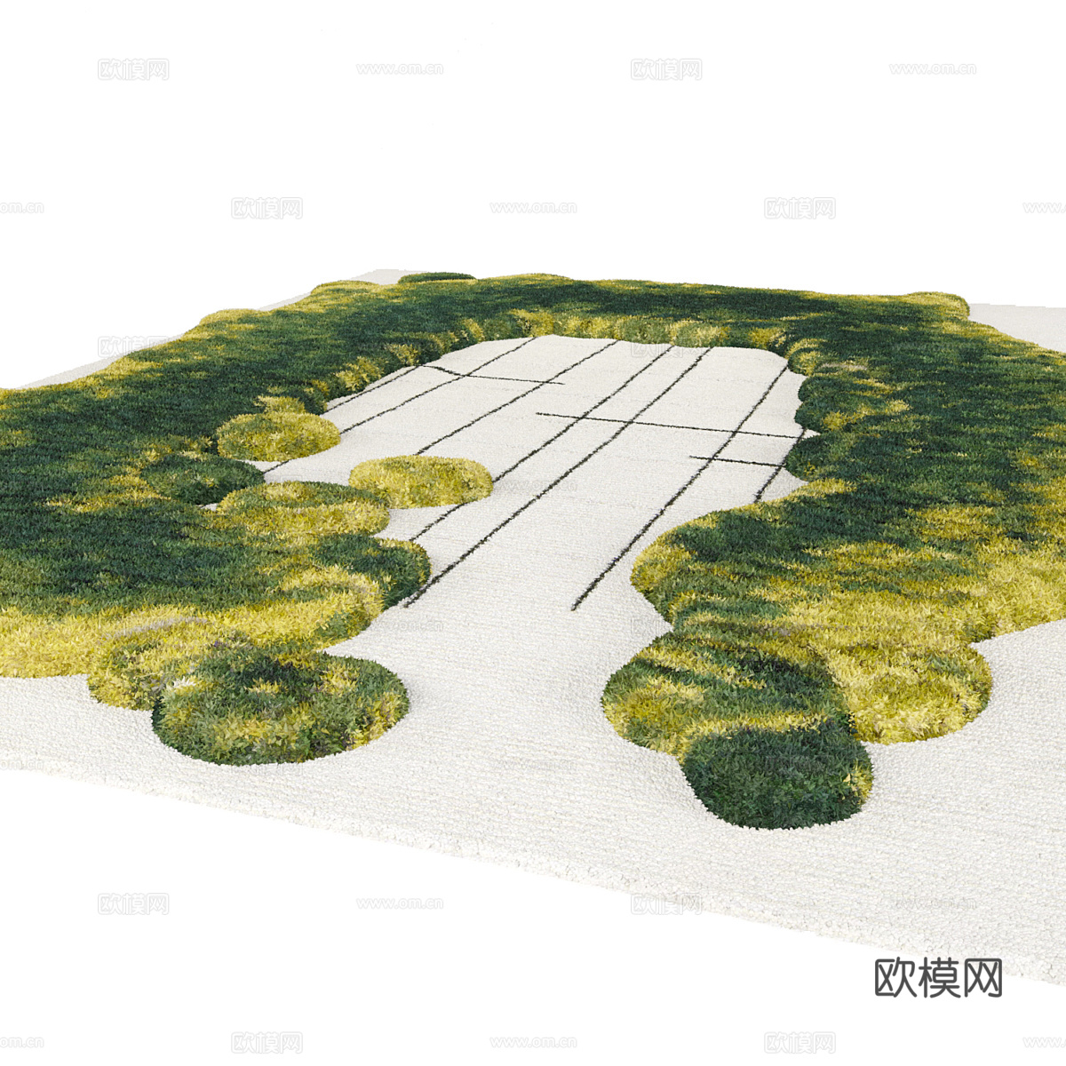 现代奶油风羊毛布艺地毯3d模型