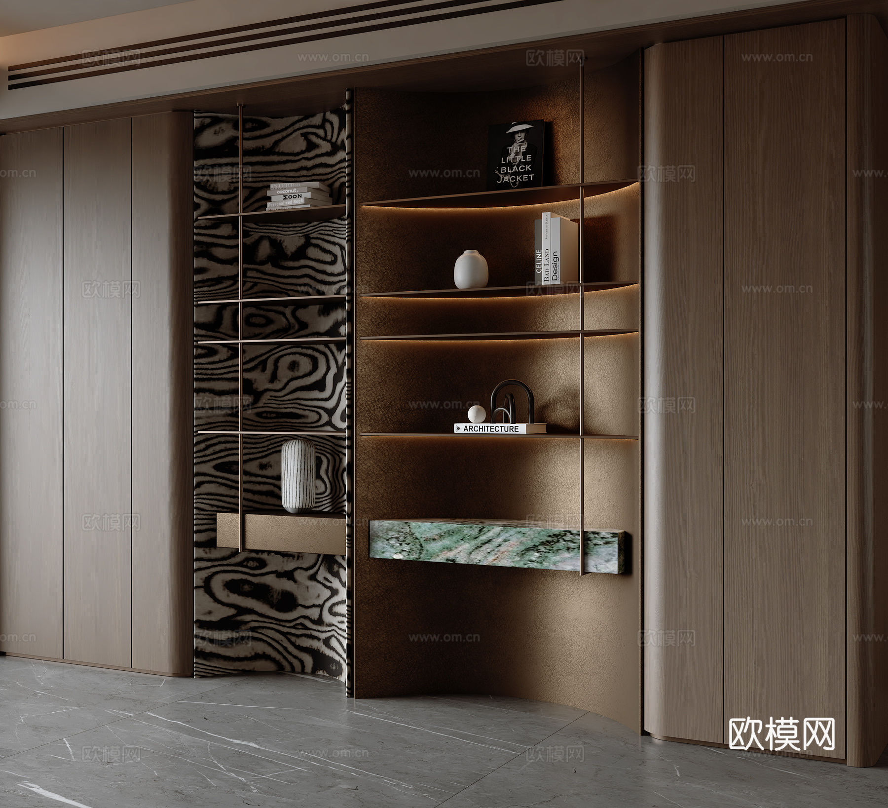 现代意式书柜su模型