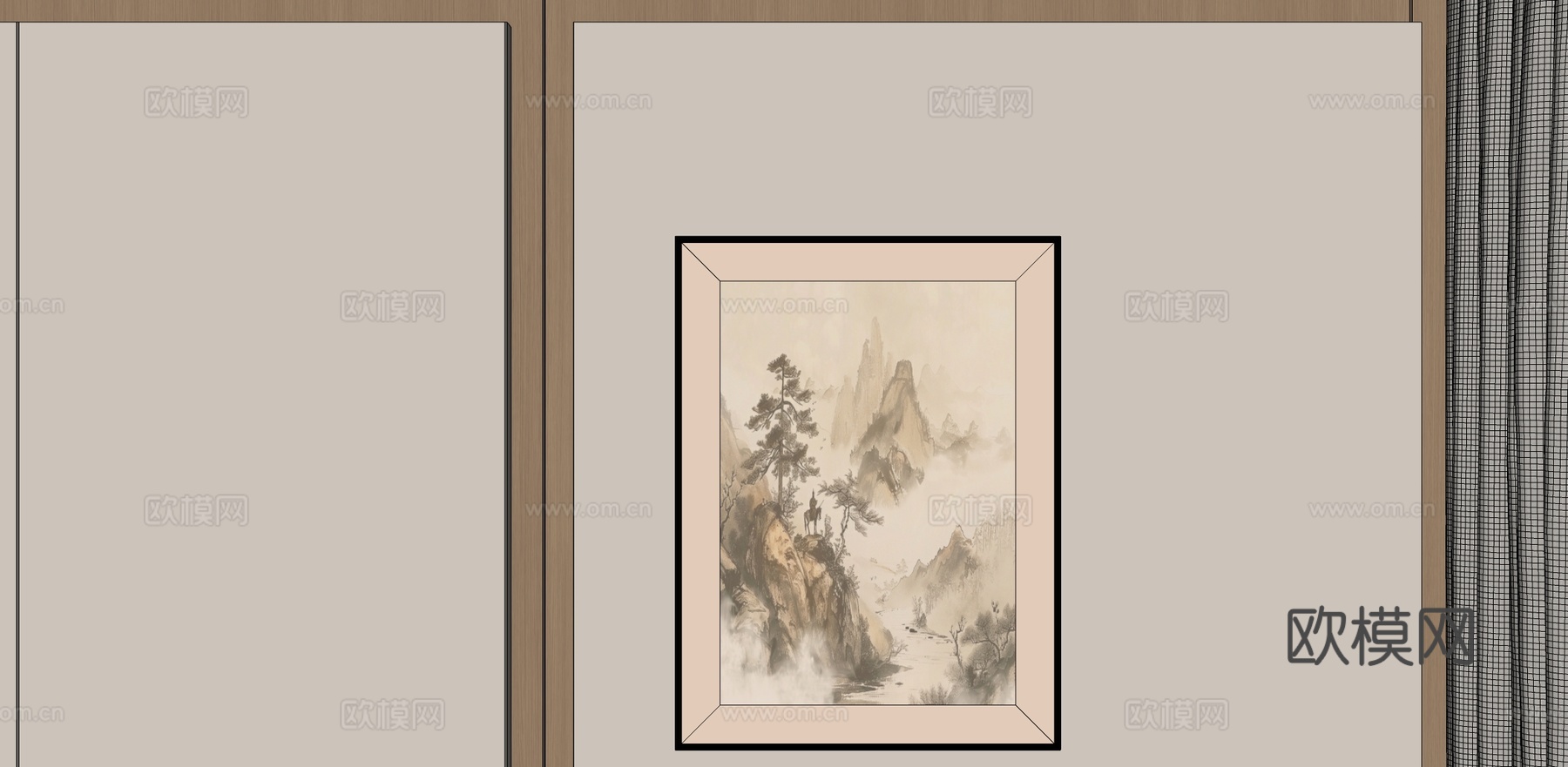 新中式挂画su模型