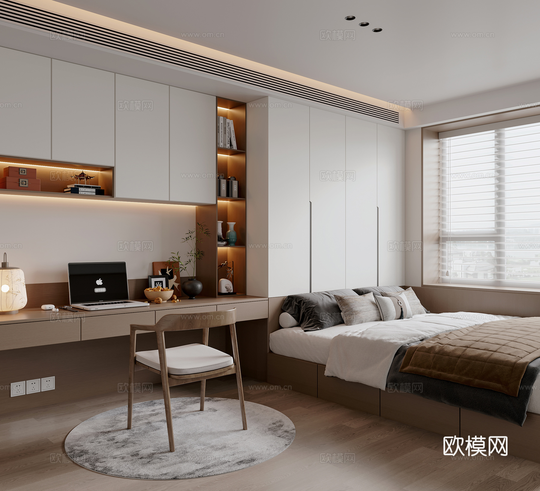 新中式宋式榻榻米卧室3d模型