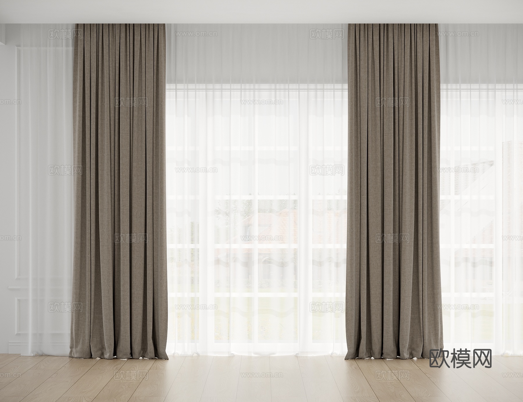 现代窗帘3d模型下载
