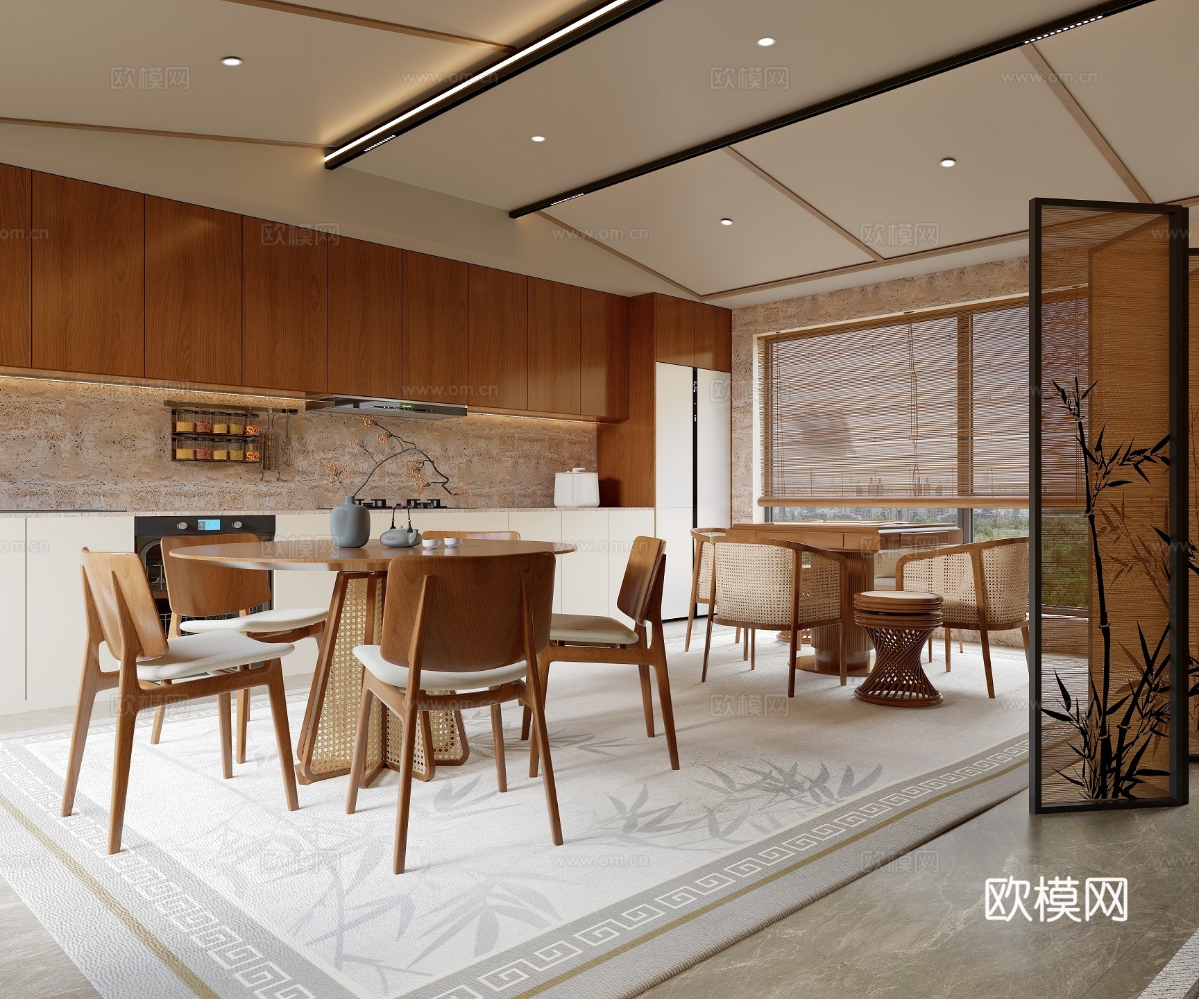 宋式美学客餐厅3d模型