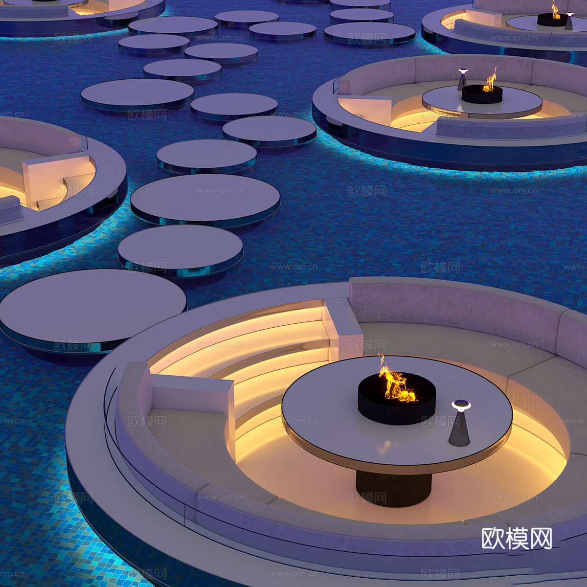 现代水上餐厅 围炉煮茶3d模型
