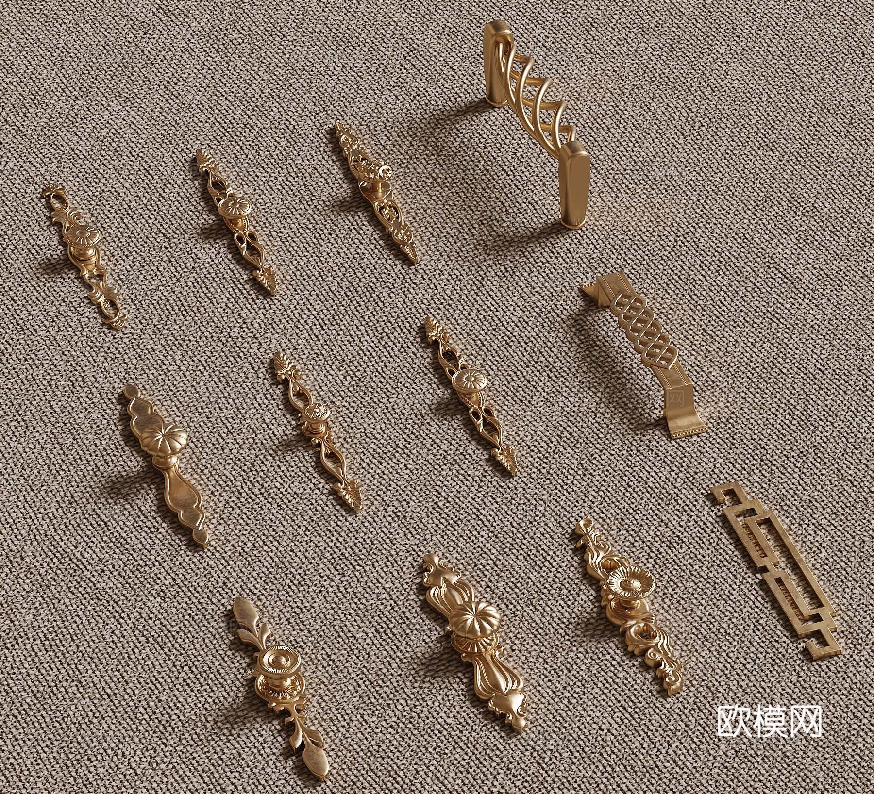 法式拉手 柜门拉手3d模型