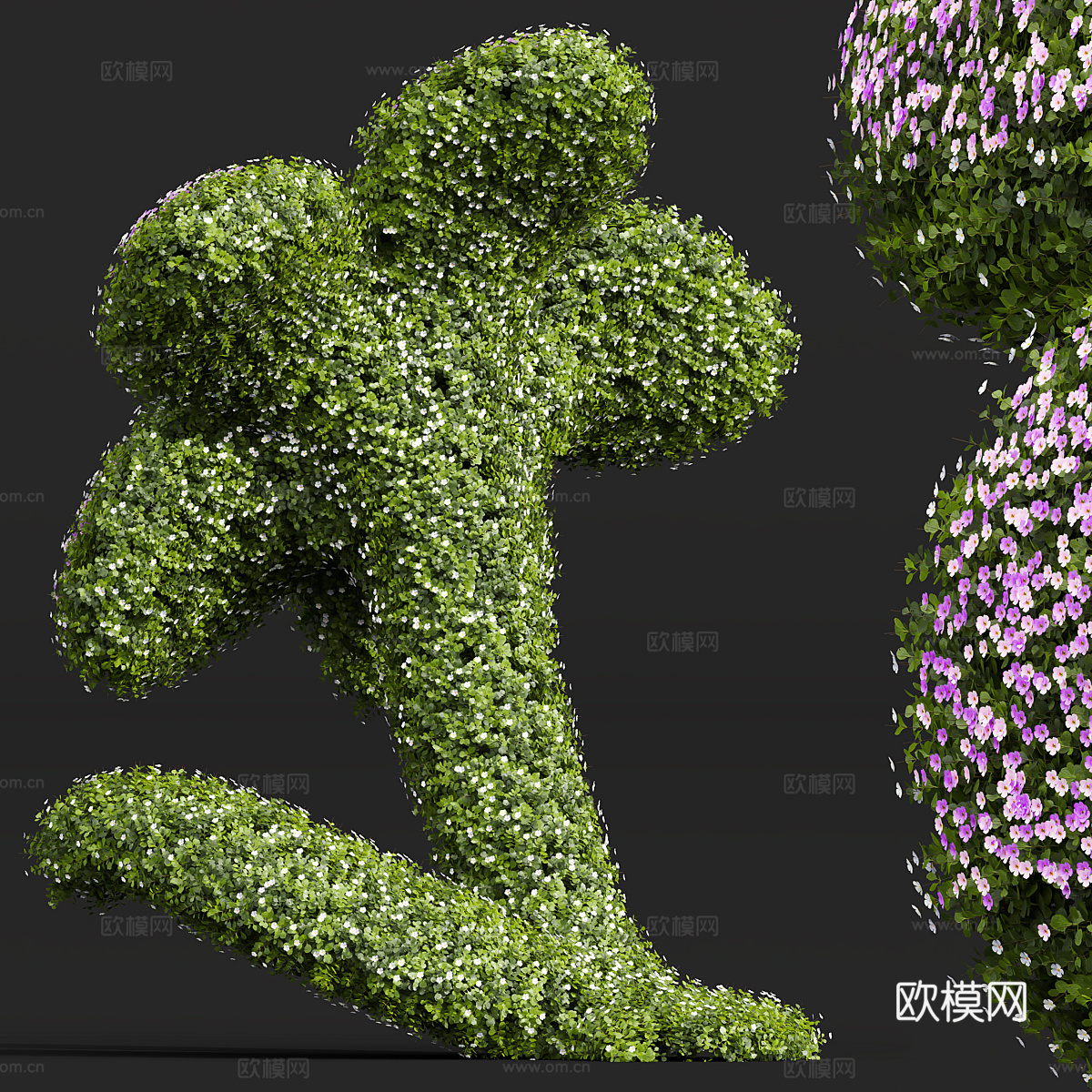 现代修剪花瓣灌木3d模型