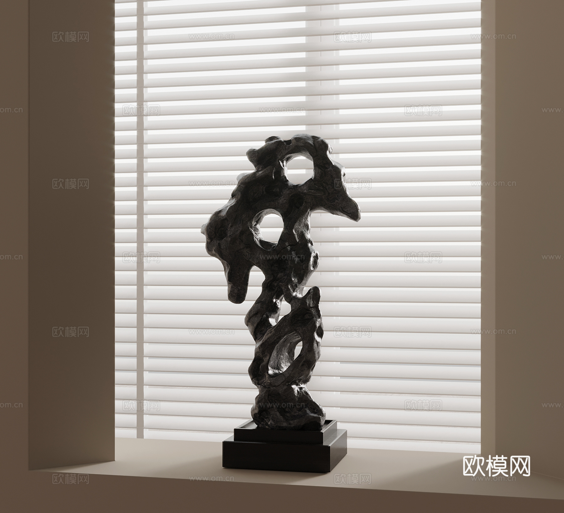 中式雕塑 石头3d模型