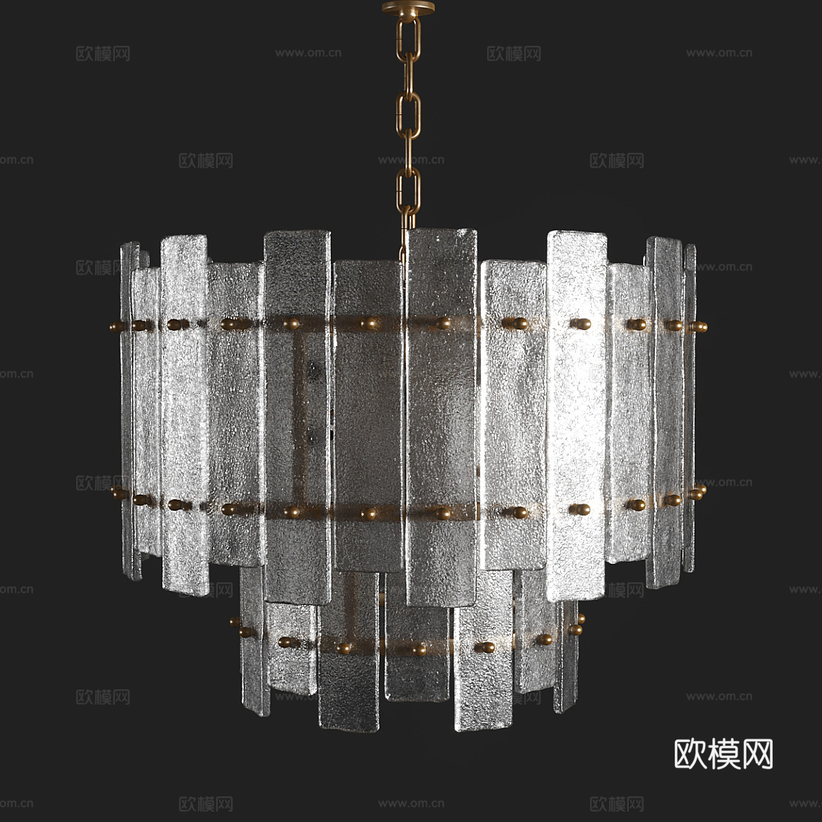 现代轻奢金属玻璃吊灯3d模型