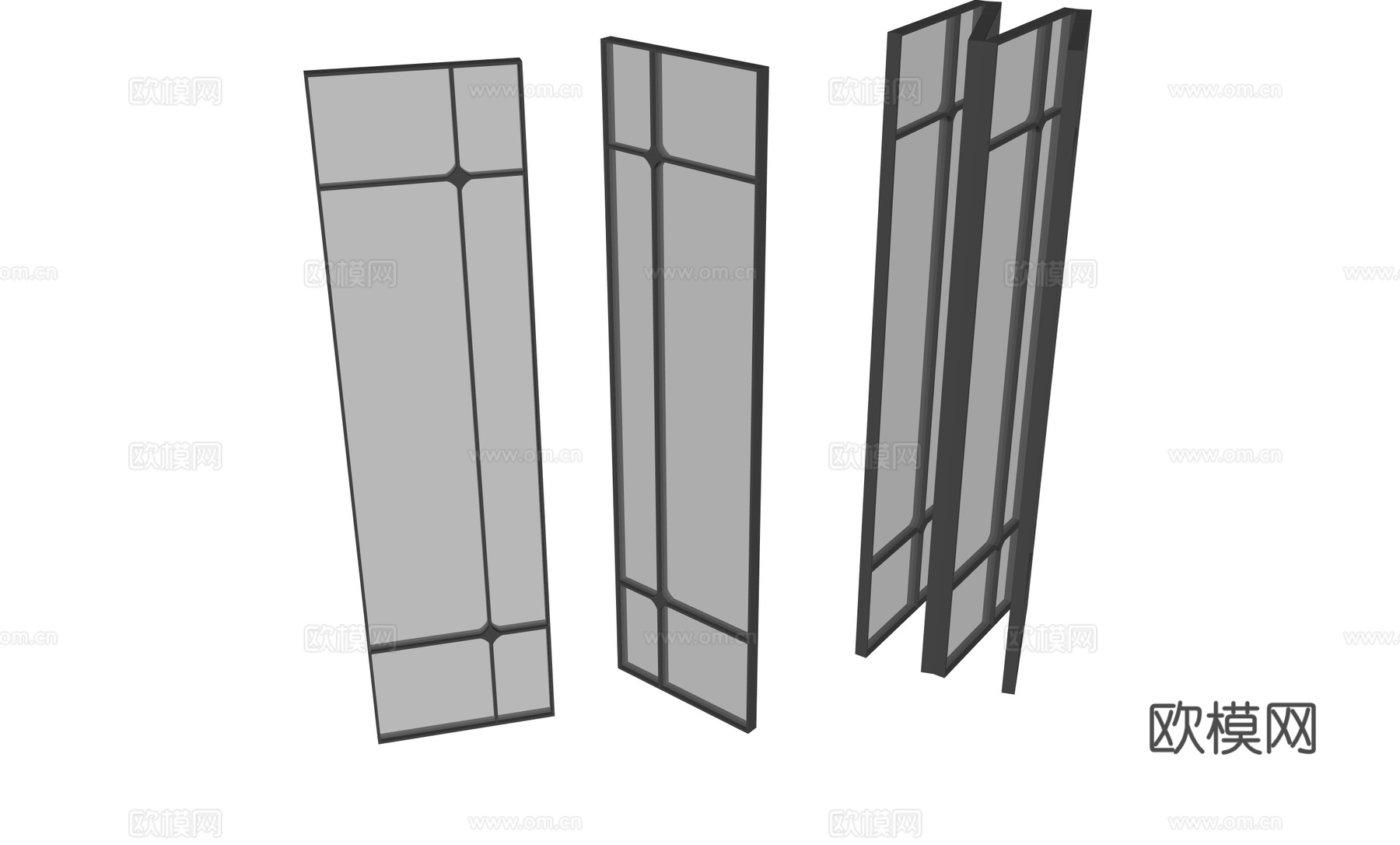 现代玻璃隔断门su模型