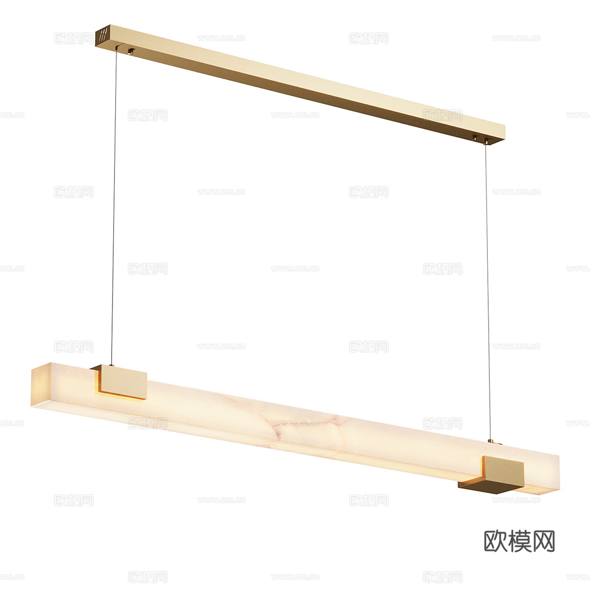 现代轻奢透光石长条吊灯3d模型