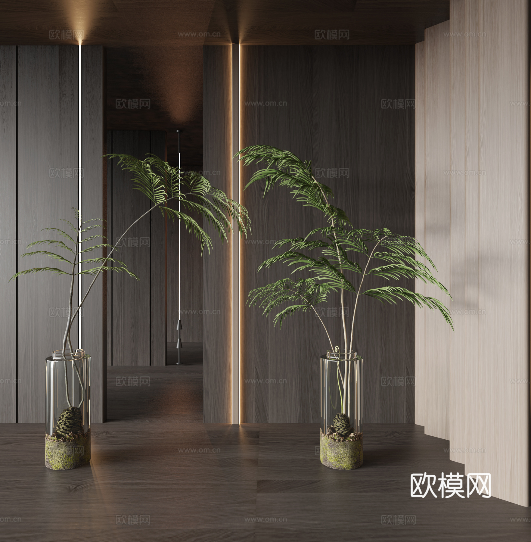 现代绿植花瓶3d模型