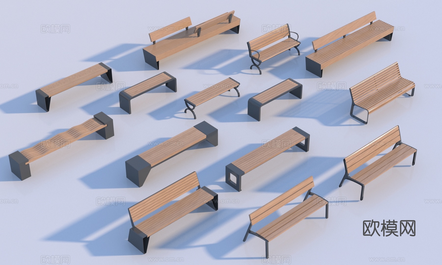 现代景观座椅3d模型