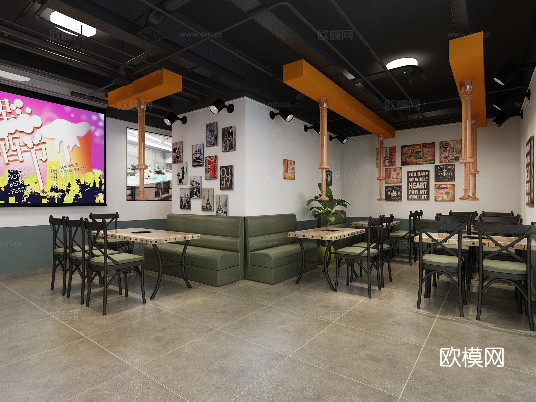 工业风烤肉店.3d模型