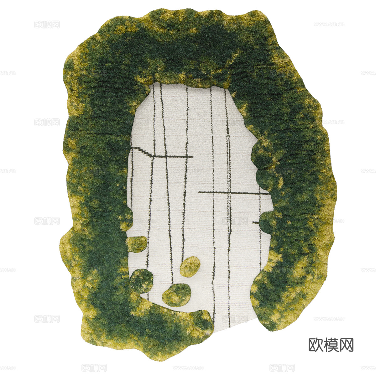 现代奶油风羊毛布艺地毯3d模型