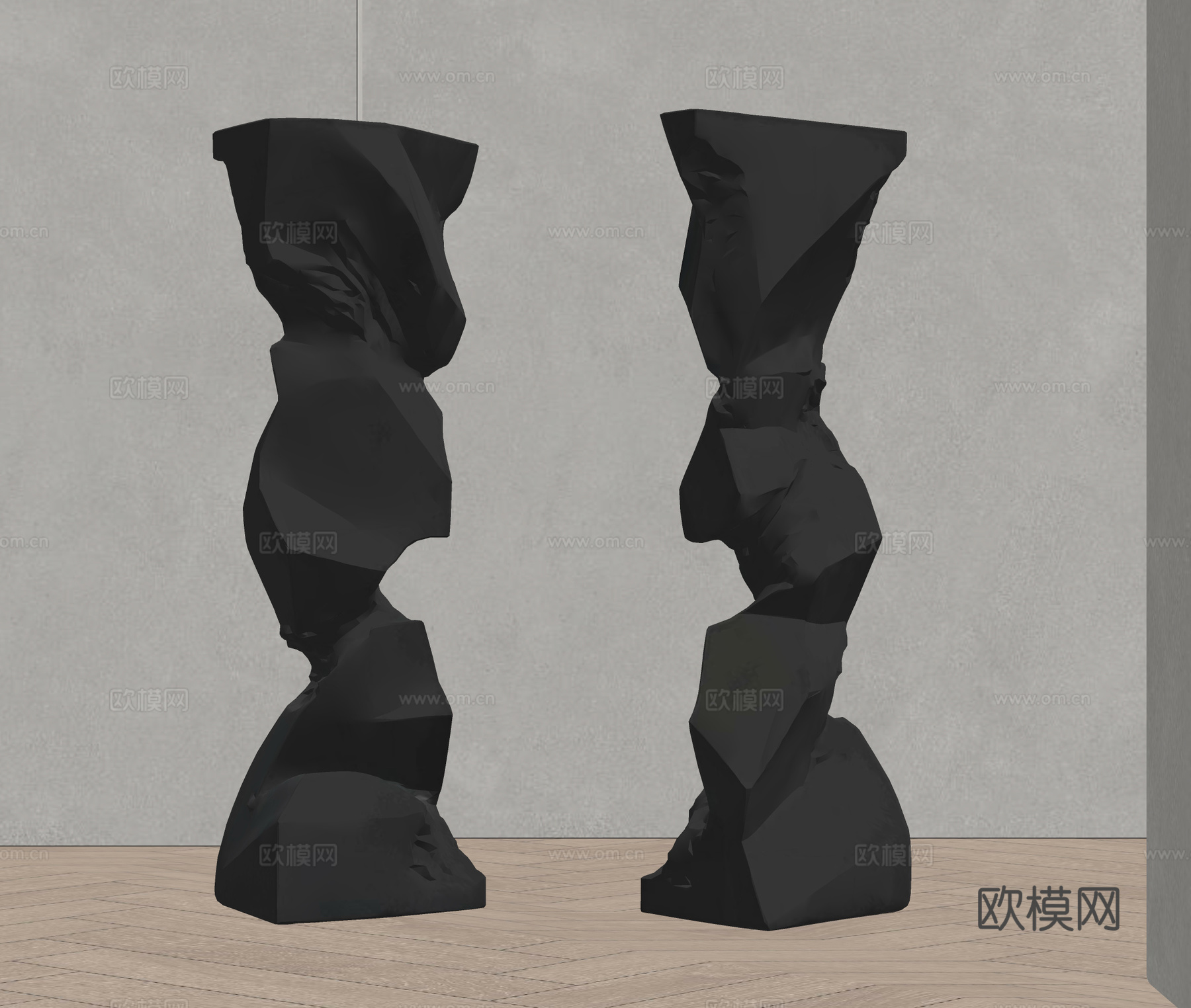 现代抽象雕塑 雕塑摆件 石头雕塑su模型