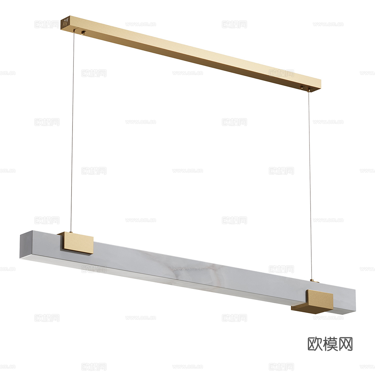现代轻奢透光石长条吊灯3d模型