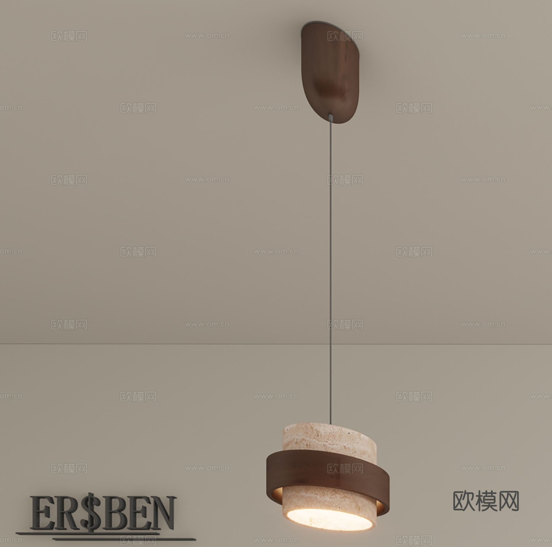 中古床头卧室吊灯可升降高级感复古侘寂风美式吧台书房餐厅灯具3d模型