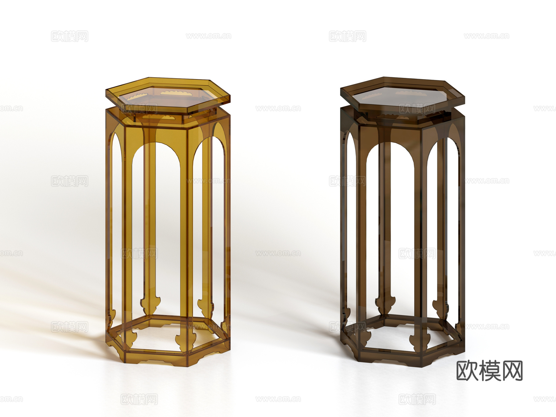 新中式宋式亚克力花几花架展示架3d模型
