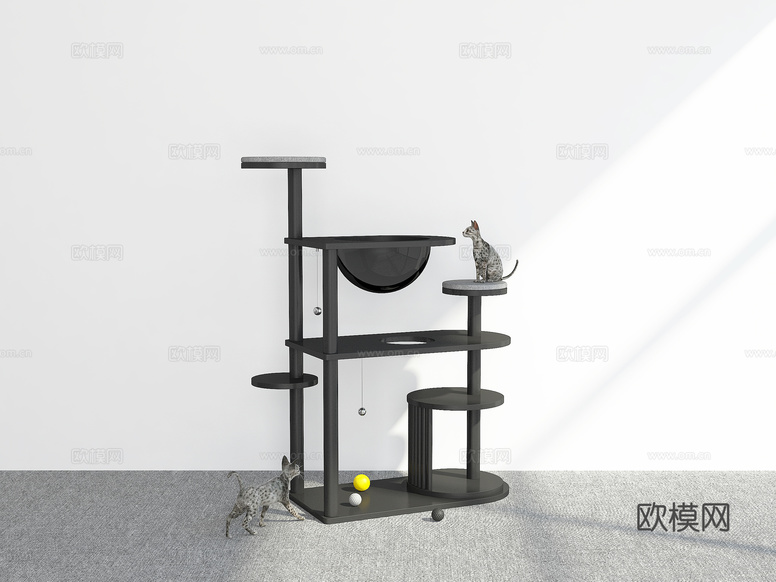 现代爬猫架3d模型下载