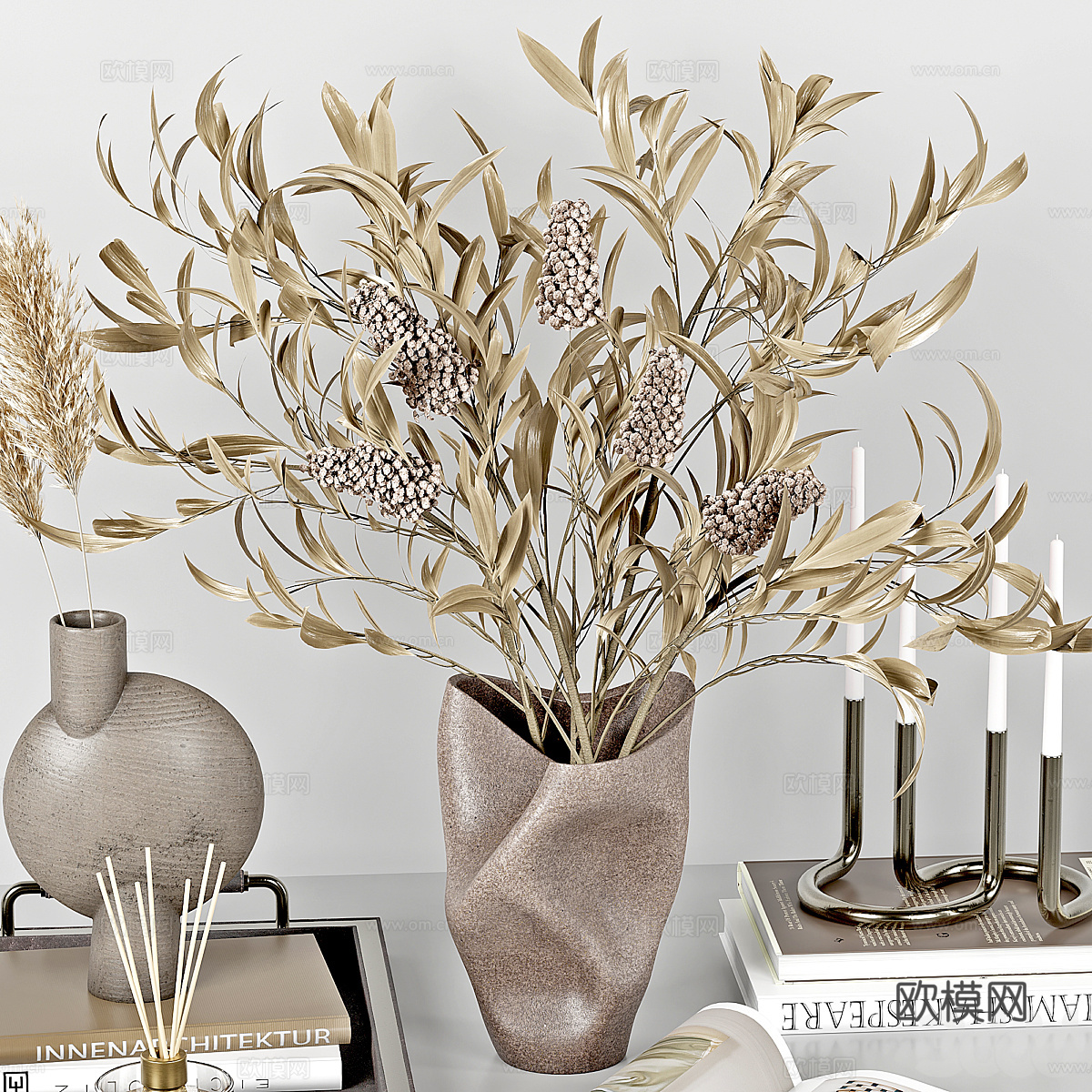 新中式侘寂饰品摆件组合3d模型