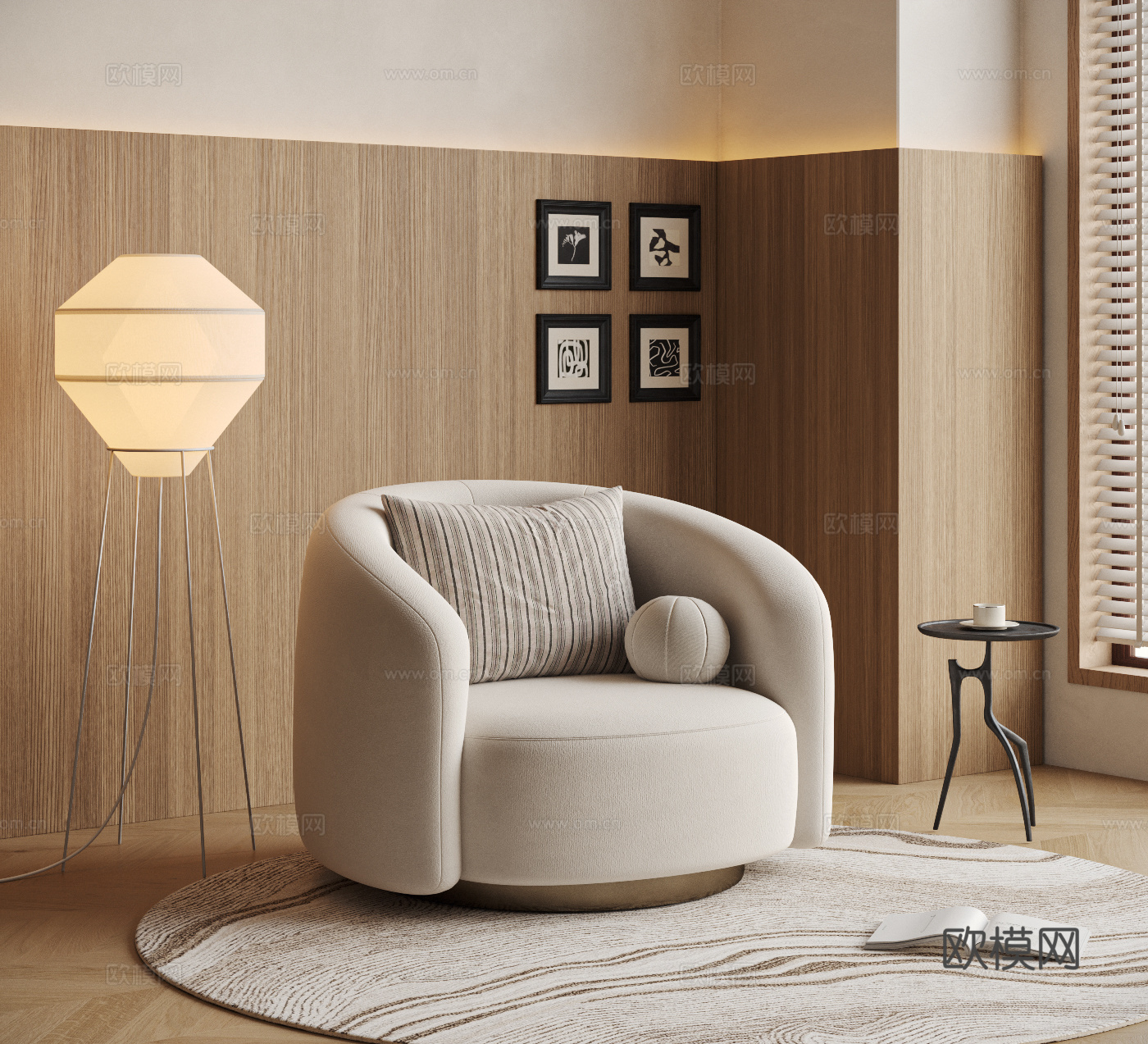 minotti 现代 中古风 单人沙发 休闲椅 休闲沙发3d模型