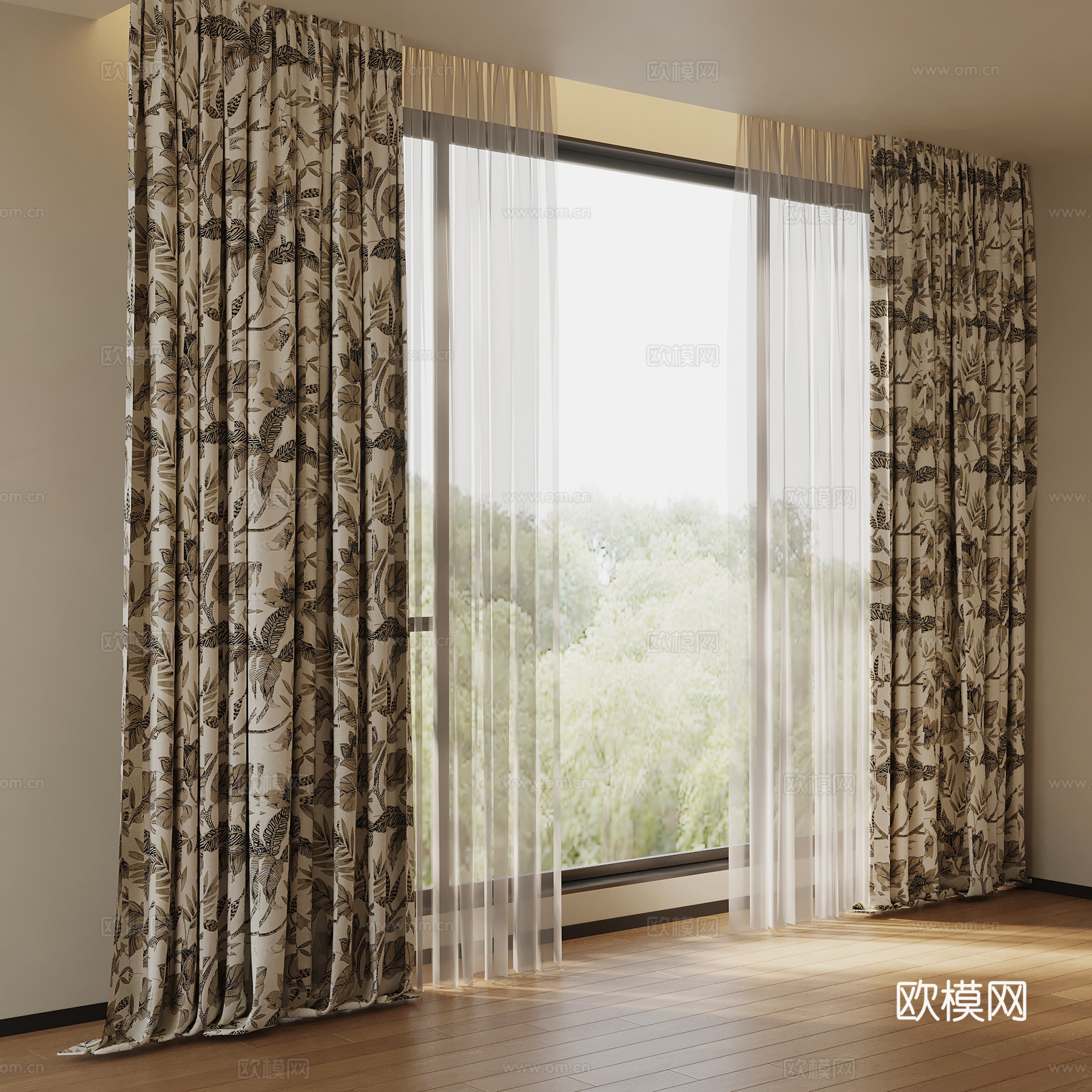 窗帘 法式复古窗帘3d模型