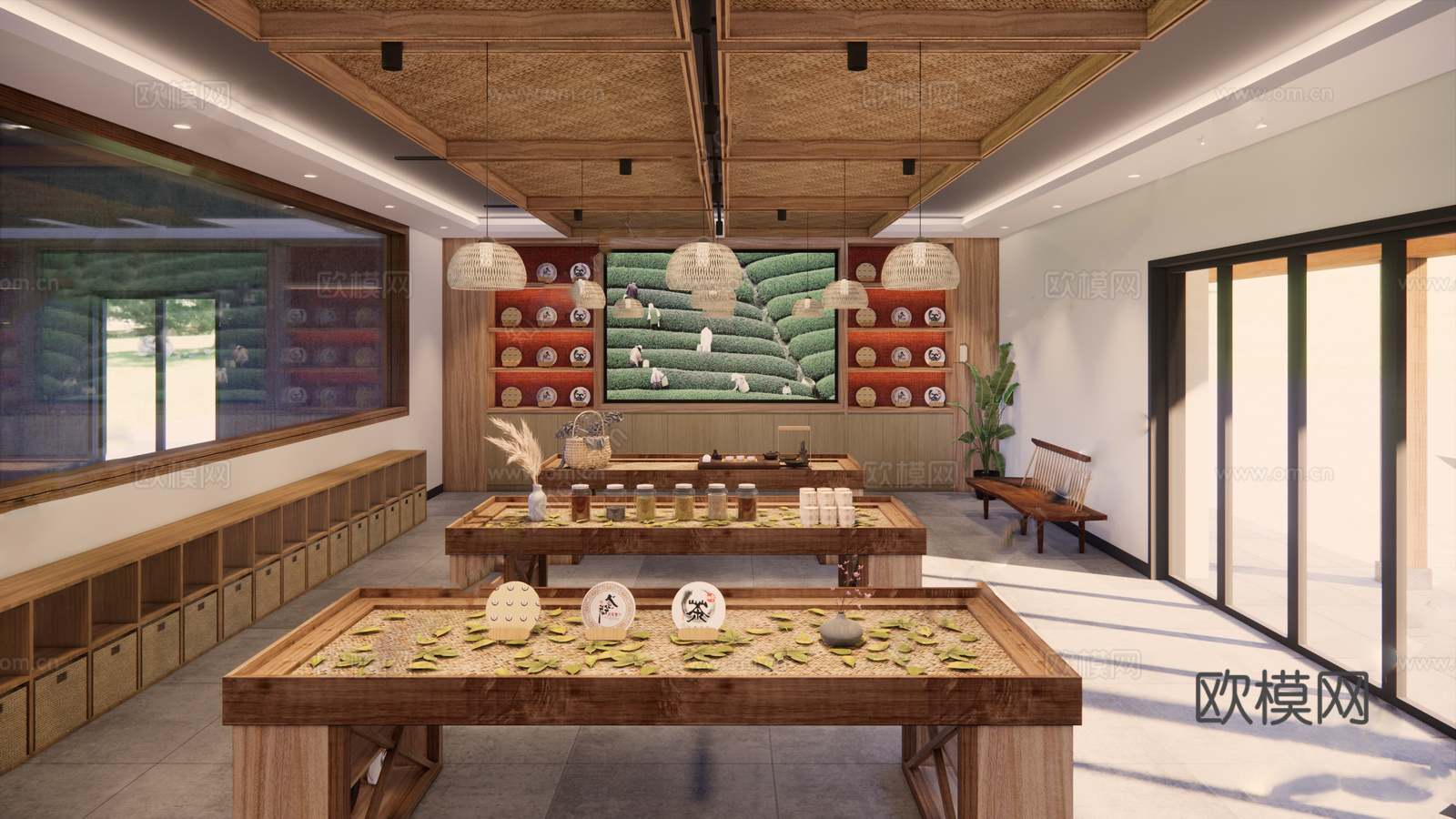 现代茶叶店 茶叶展厅su模型
