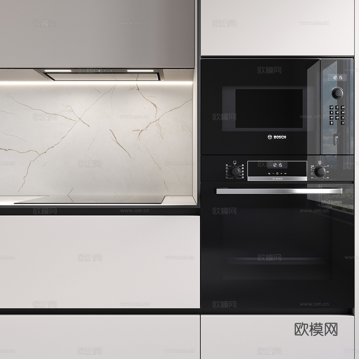 现代意式极简橱柜3d模型