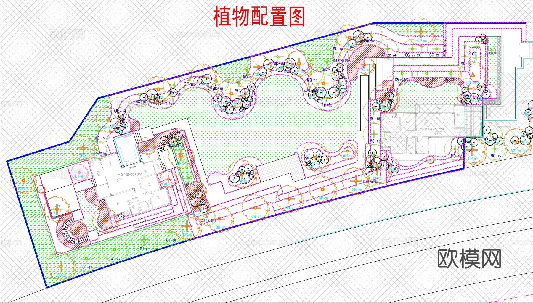 示范区植物配置cad施工图