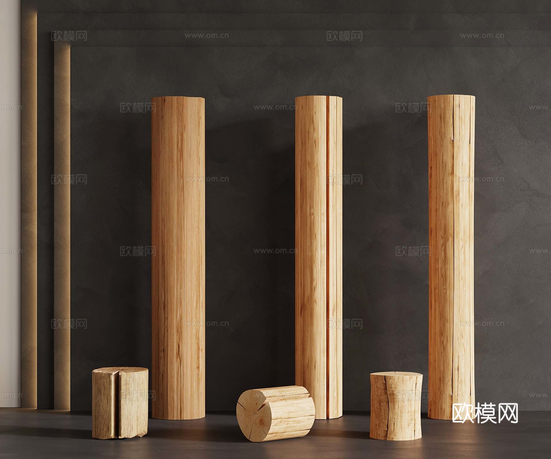 树桩 旧枯木 树干 木头墩子su模型
